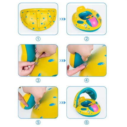Inflatable Baby Swim Seat With Sunshade 72x65x58cm