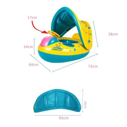 Inflatable Baby Swim Seat With Sunshade 72x65x58cm