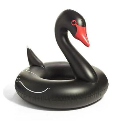 Swan Inflatable Pool Ring 110cm Swim Float Black White | Syndmart