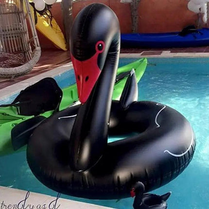 Swan Inflatable Pool Ring 110cm Swim Float Black White | Syndmart