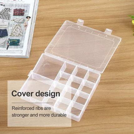 Plastic Organizer Box 14 Slots For Jewelry And Small Accessories clear 14-compartment plastic storage box for beads earrings rings and small hardware
