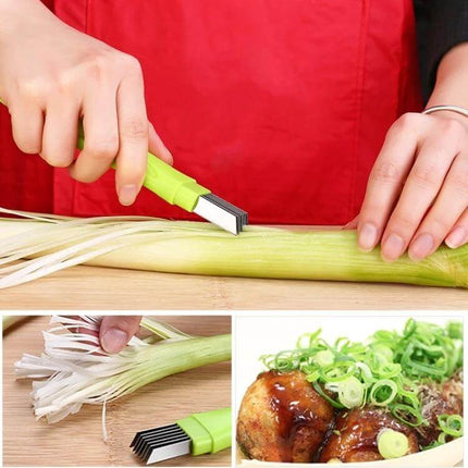 Manual Green Onion Slicer With Stainless Steel Blade For Quick Prep - compact green onion cutter with 420 stainless blade and protective cover for even slices