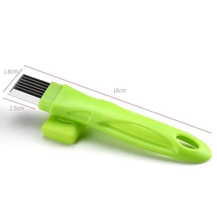 Manual Green Onion Slicer With Stainless Steel Blade For Quick Prep - compact green polypropylene handle, 420 stainless blades, protective cover for safe scallion slicing