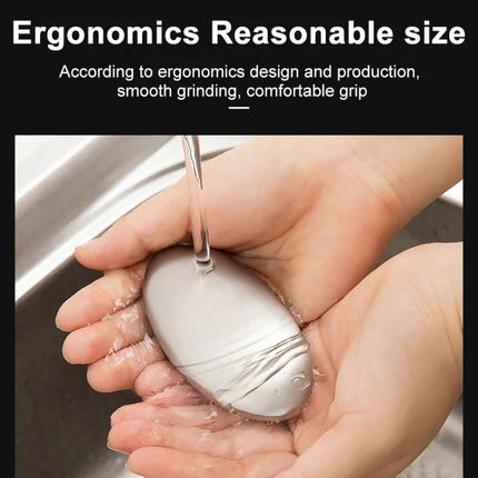 Stainless Steel Soap for Daily Hand Odor Relief After Cooking – ergonomic stainless steel bar being rubbed under water to remove cooking smells