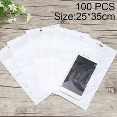Clear Front White Pearl 25x35cm Zip Lock Bags for Jewelry Packaging - clear front, white pearl back packaging bags for phones, jewelry, accessories