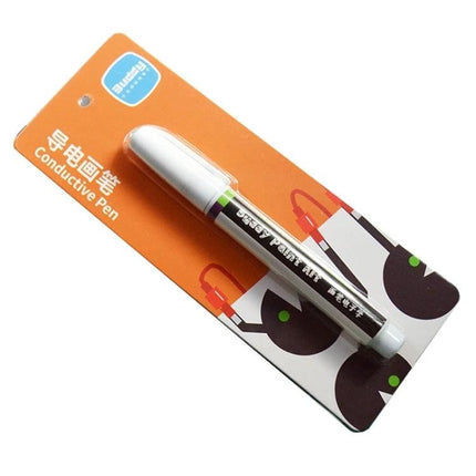 Conductive Ink Pen for Drawing and Creating Electronic Circuits - silver pen on orange packaging for classroom prototyping and hobby electronics