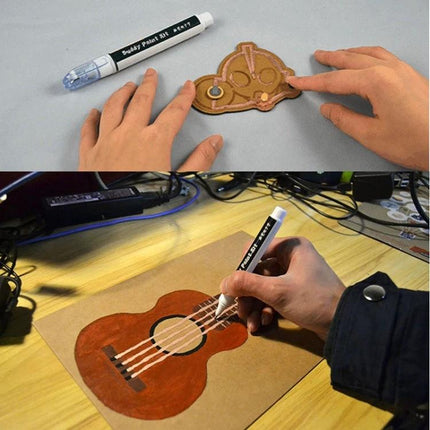 Conductive Ink Pen for Drawing and Creating Electronic Circuits used to sketch and test paper guitar circuit and simple wearable demo