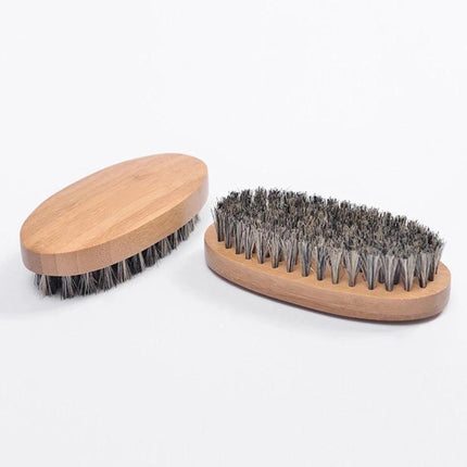 Natural Bristle Beard Brush for Everyday Men's Grooming — wild boar bristle brush for styling, removing residue and dandruff, morning routine