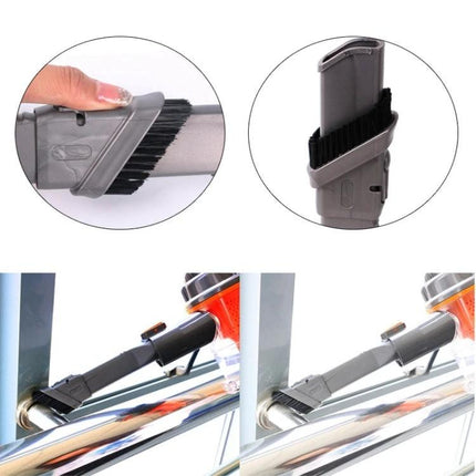 Dyson V6 Compatible 4-Piece Vacuum Brush Head Set - multi-surface brush attachment cleaning metal rails and furniture