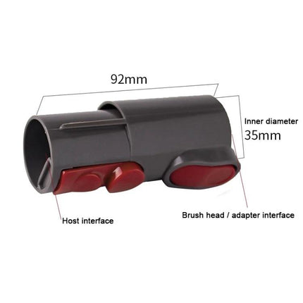 Dyson Compatible Five-Piece Vacuum Brush Set for Home Cleaning grey adapter showing 92mm length and 35mm inner diameter