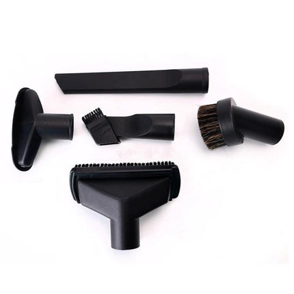 Household Vacuum Cleaner 5-Piece Brush Head Set, 32mm Diameter showing five versatile black vacuum attachments for sofas, crevices, curtains and furniture