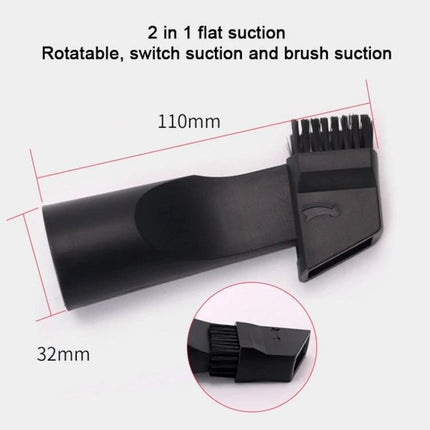 Household Vacuum Cleaner 5-Piece Brush Head Set, 32mm Diameter rotatable 2-in-1 flat suction brush for sofas curtains narrow gaps