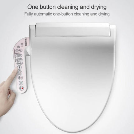 Comfortable U-Shaped Heated Toilet Seat with Auto Cleaning showing white U-shaped seat, control panel and one-button automatic cleaning and drying