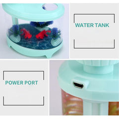 Aromatic Fish Tank Ultrasonic Humidifier and Air Purifier with LED Night Light - 460ML