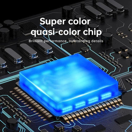 Portable Digital Microscope for Detailed Everyday Inspection showing close-up of circuit board and glowing chip on 4.3-inch HD LCD display