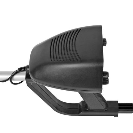 Waterproof Underground Metal Detector for Outdoor Treasure Hunting black control box and armrest close-up, durable waterproof design for beaches and parks