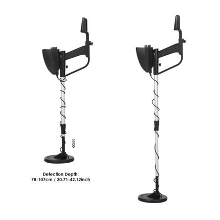 Waterproof Underground Metal Detector for Outdoor Treasure Hunting - adjustable shaft detector shown for beach and park scanning