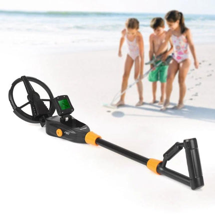 Easy-to-Use Underground Metal Detector Toy for Kids with LCD Screen on beach with children hunting for coins and jewelry