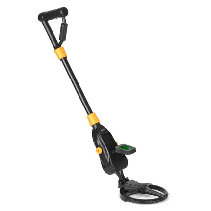 Easy-to-Use Underground Metal Detector Toy for Kids with LCD Screen black and yellow handheld detector shown upright with LCD display