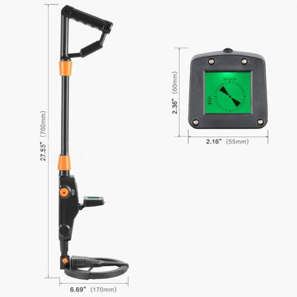 Easy-to-Use Underground Metal Detector Toy for Kids with LCD Screen showing full detector with measurements and green LCD display