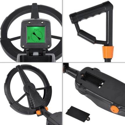 Easy-to-Use Underground Metal Detector Toy for Kids with LCD Screen showing coil, handle, LCD display and battery compartment