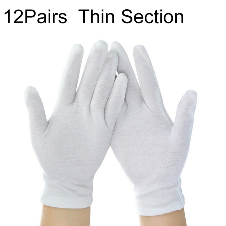 12 paires de gants de travail en pur coton, section fine