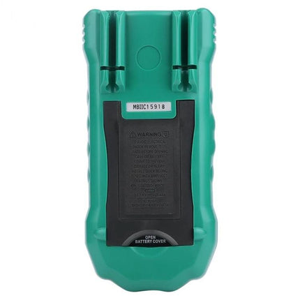 BSIDE Digital Multimeter for Temperature, Humidity Testing rear view showing battery cover and model label, green handheld environmental tester