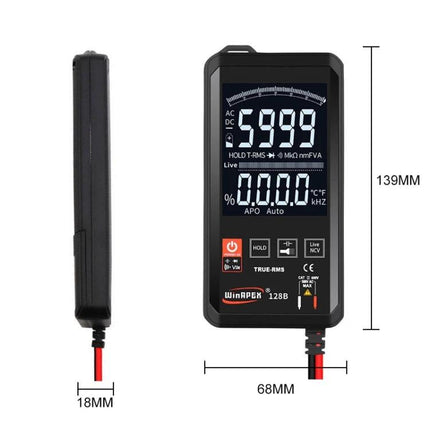 Automatic Digital Multimeter with Non-Contact Voltage Detection handheld true-RMS meter showing LCD display and probe, ideal for household and automotive electrical testing