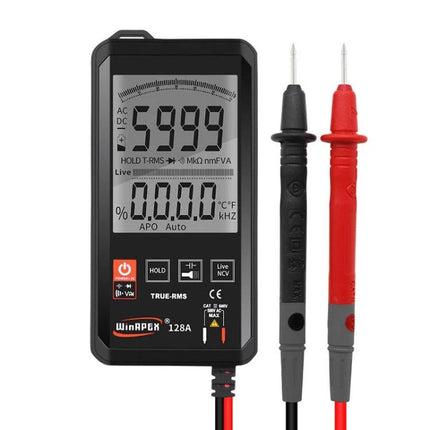 Portable Smart Digital Multimeter for Everyday Electrical Testing showing digital display and red/black probes for household wiring checks