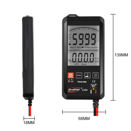 Portable Smart Digital Multimeter for Everyday Electrical Testing compact handheld unit with large LCD, non-contact voltage detection and probes