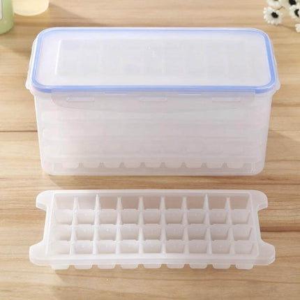 Small Square Ice Mold Trays Five-Layer With Cover Storage Box - clear five-layer ice cube molds with lid and storage box for cocktails and drinks