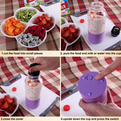 USB Rechargeable 500ml Mini Electric Juicer Blender Cup with Fast Double Blade - 22000 RPM