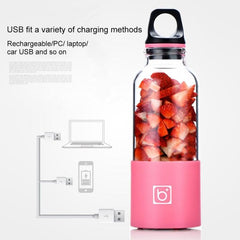 USB Rechargeable 500ml Mini Electric Juicer Blender Cup with Fast Double Blade - 22000 RPM