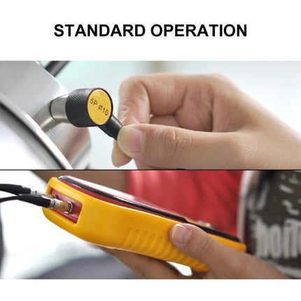 Benetech Ultrasonic Thickness Meter for Industrial Measurements handheld probes measuring metal thickness during standard operation