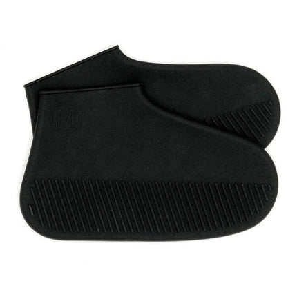 Waterproof Silicone Rainboot Covers for Everyday Outdoor Protection, Size L black silicone slip-on rain boot covers with textured sole