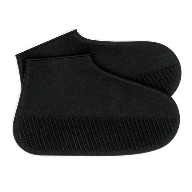 Waterproof Silicone Rainboot Covers for Everyday Outdoor Protection, Size L black silicone slip-on rain boot covers with textured sole