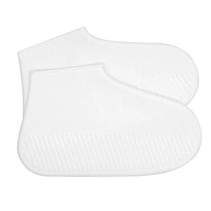 Waterproof Silicone Rainboot Covers for Everyday Outdoor Protection, Size L - white flexible silicone slip-on boot covers protecting shoes from water and mud