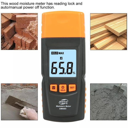 BENETECH Handheld Digital Moisture Meter for Wood Testing handheld moisture meter showing 65.8% reading for wood and building materials