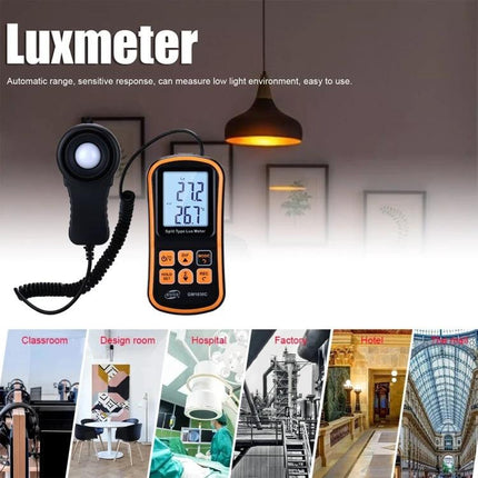 Benetech Portable LUX Meter for Everyday Light Measurement - split sensor and display lux meter used in homes, offices, classrooms, hospitals
