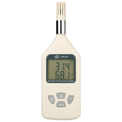 Benetech Digital Humidity and Temperature Measurement Device for Indoor Use showing clear LCD display with humidity and temperature readings