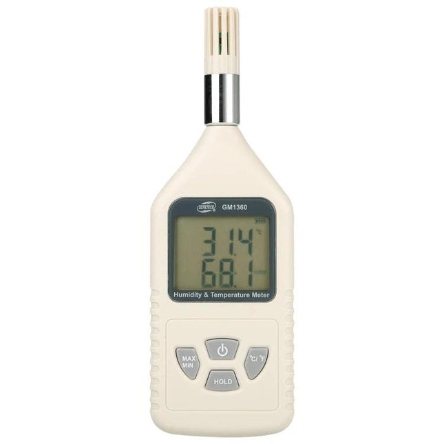 Benetech Digital Humidity and Temperature Measurement Device for Indoor Use showing clear LCD display with humidity and temperature readings