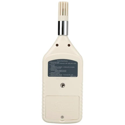 Benetech Digital Humidity and Temperature Measurement Device for Indoor Use beige handheld monitor with LCD and vented sensor
