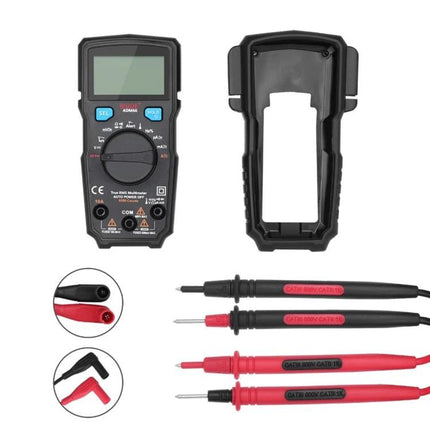 BSIDE Handheld Multimeter for Everyday Household Electrical Checks showing meter, protective case, and red/black test leads
