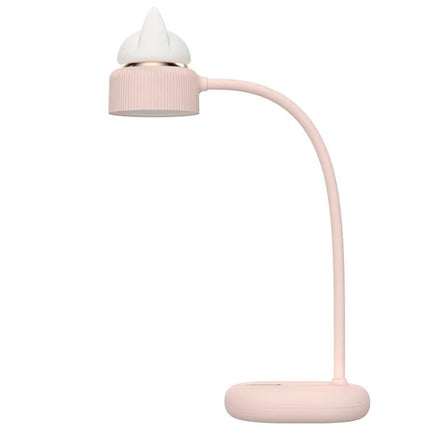 Cat-Shaped LED Lamp for Daily Desk and Night Use in soft pink, flexible gooseneck, bedside reading and desk task light