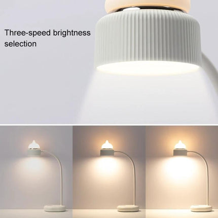 Cat-Shaped LED Lamp for Daily Desk and Night Use showing three-speed brightness settings and warm to cool desk light modes