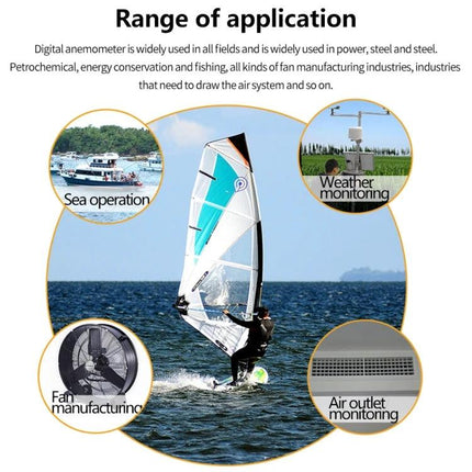Benetech Anemometer for Measuring Wind Speed and Temperature - windsurfing, weather monitoring, sea operation and airflow checks