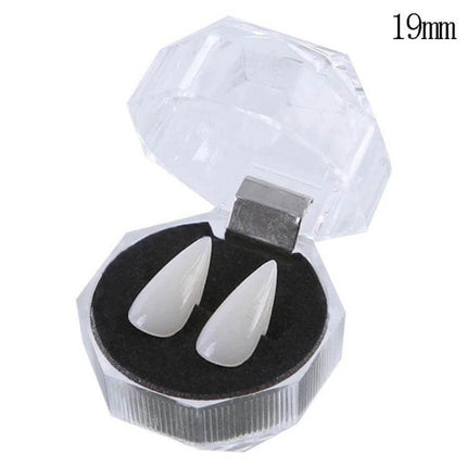 Halloween Dentures Props 19mm Vampire Fangs For Party Fun - resin 19mm vampire fang set in crystal storage box, non-toxic eco-friendly party prop