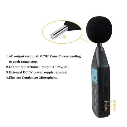 Wintact Digital Sound Level Meter for Noise Monitoring Tasks handheld meter with windscreen and LCD for accurate sound pressure readings