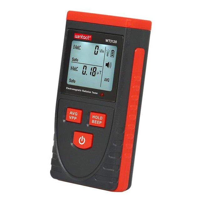 Wintact Radiation Tester For Electric And Magnetic Fields In Homes handheld device measuring EMF levels near appliances and routers