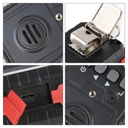 Wintact Portable Oxygen Monitor for Safety Detection Alarm showing screen, clip, buttons, and charging port